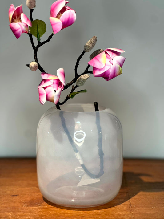 Florero de Vidrio Blanco Opalino