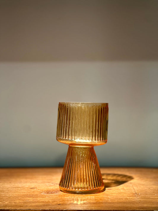 Florero Decorativo de Vidrio Ámbar Texturado