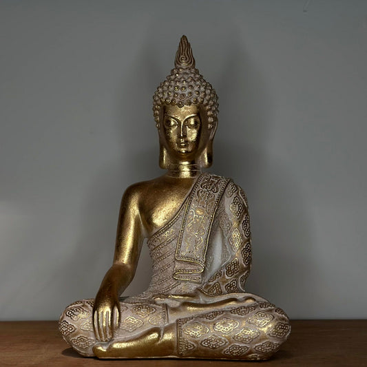 Figura Decorativa Buda Dorado Sentado