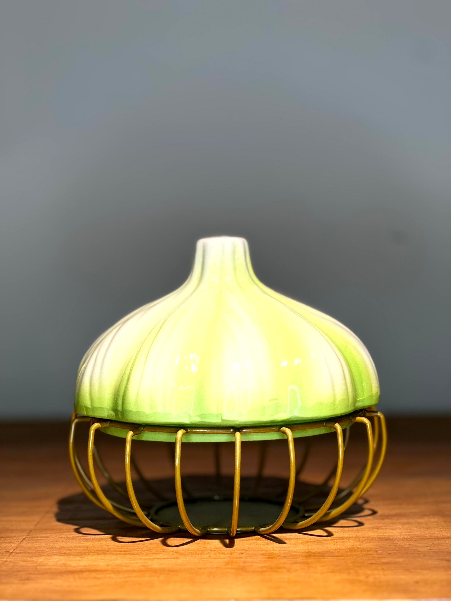 Contenedor Cerámico Ajo con Base Metálica