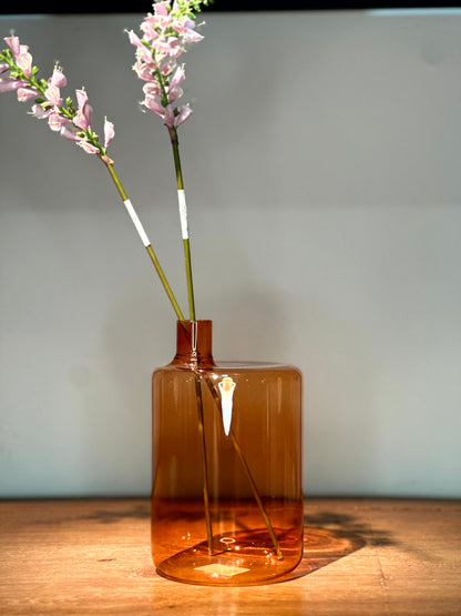 Florero de Vidrio Ámbar Cilíndrico