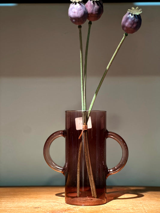 Jarrón de Vidrio Ámbar con Asas