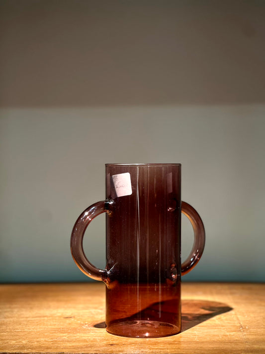 Jarrón de Vidrio Ámbar con Asas