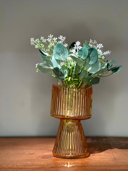 Florero Decorativo de Vidrio Ámbar Texturado