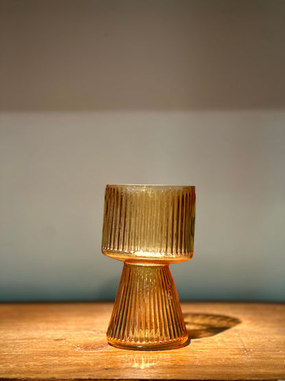 Florero Decorativo de Vidrio Ámbar Texturado