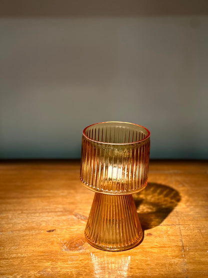 Florero Decorativo de Vidrio Ámbar Texturado