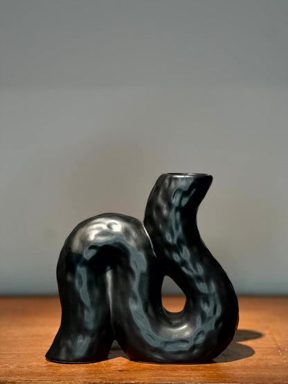 Florero Decorativo Negro Abstracto