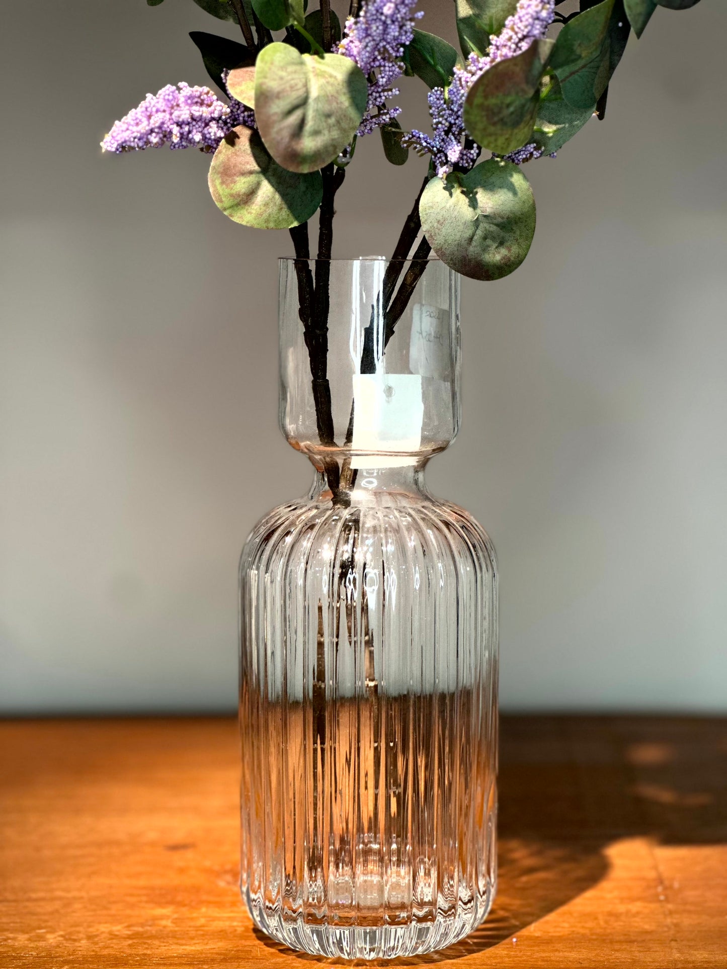 Florero de Vidrio Transparente Texturado