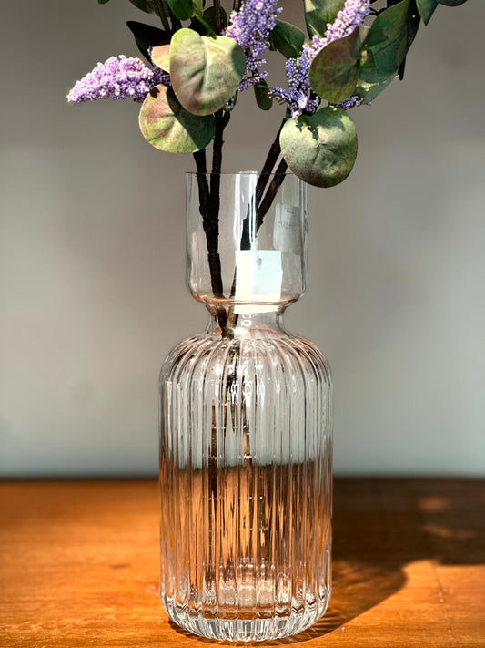 Florero de Vidrio Transparente Texturado