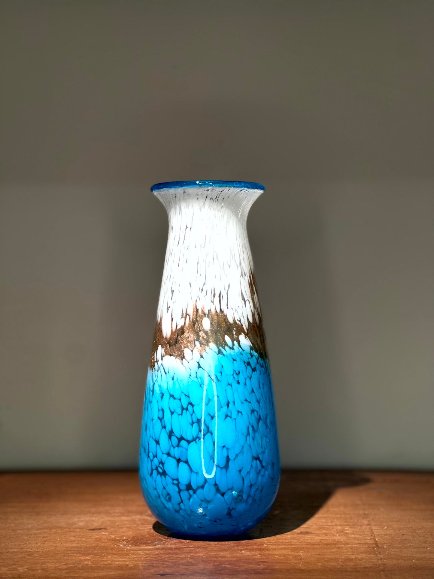 Florero de Vidrio Artístico Azul Caribe