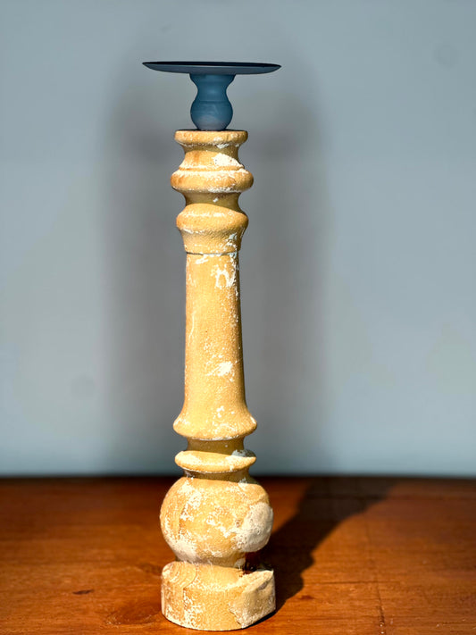 Candelabro Madera con Acabado Vintage