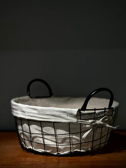 Canasto Metálico con Tela Interior