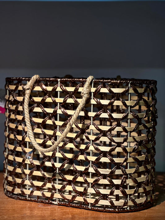 Canasto Cobrizo Brillante con Tejido Abierto