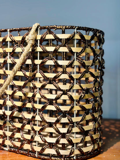 Canasto Cobrizo Brillante con Tejido Abierto