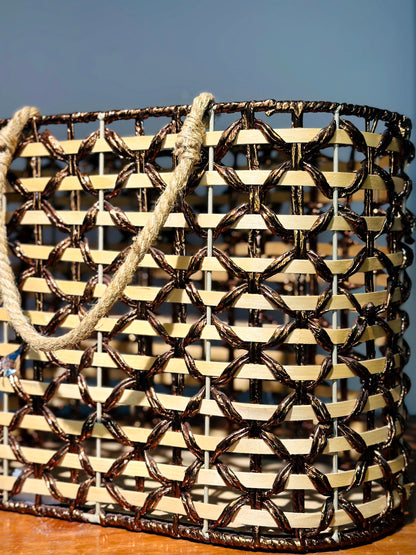 Canasto Cobrizo Brillante con Tejido Abierto