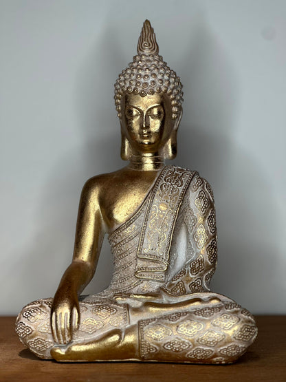 Figura Decorativa Buda Dorado Sentado