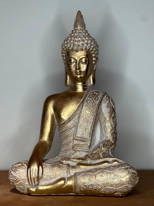 Figura Decorativa Buda Dorado Sentado