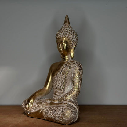 Figura Decorativa Buda Dorado Sentado