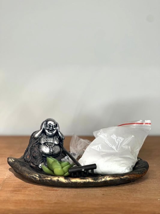 Mini Jardín Zen con Buddha, Suculenta y Rastrillo