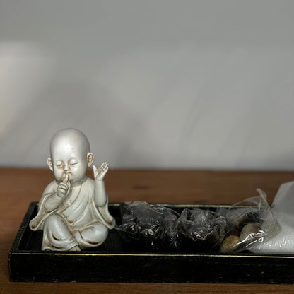 Bandeja Decorativa Zen con Figura de Buddha y Piedras